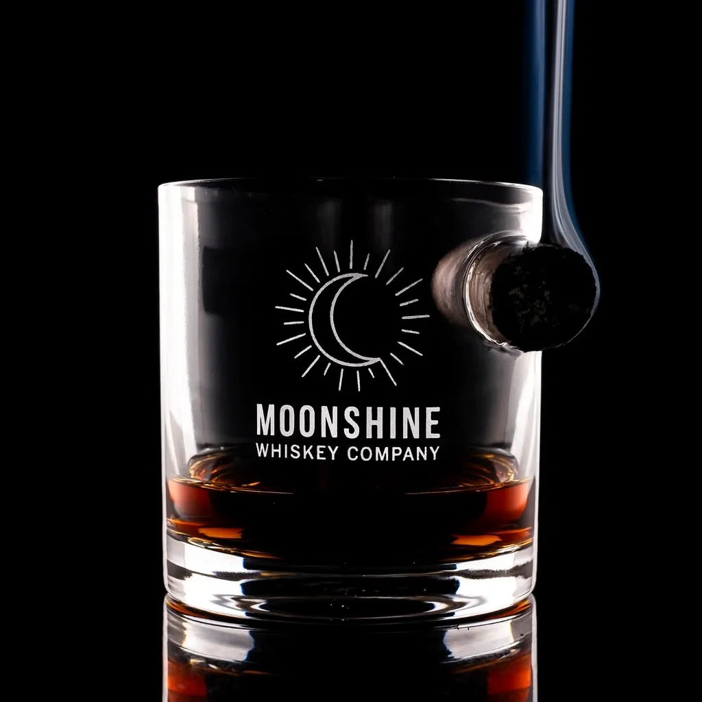 12.5 oz. Bespoke Cigar Glass — custom engraved with a brand logo