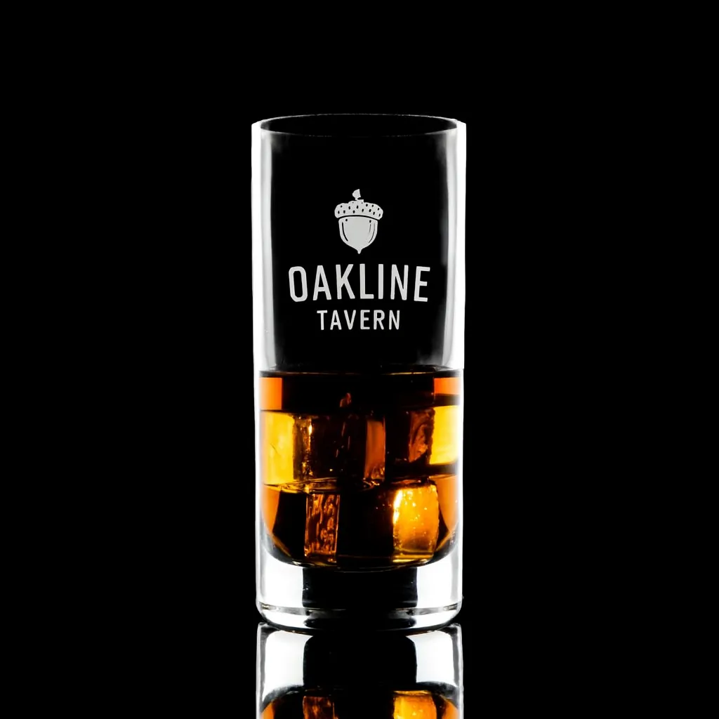 12.75 oz. Stolzle New York Collins Glass — custom engraved with a brand logo