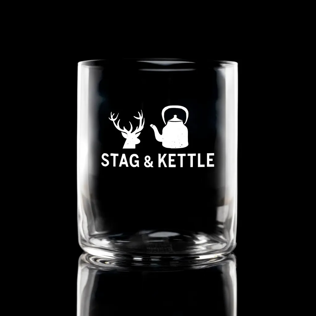14.5 oz. Stolzle Kyoto O.F. Rocks Glass — custom engraved with a brand logo