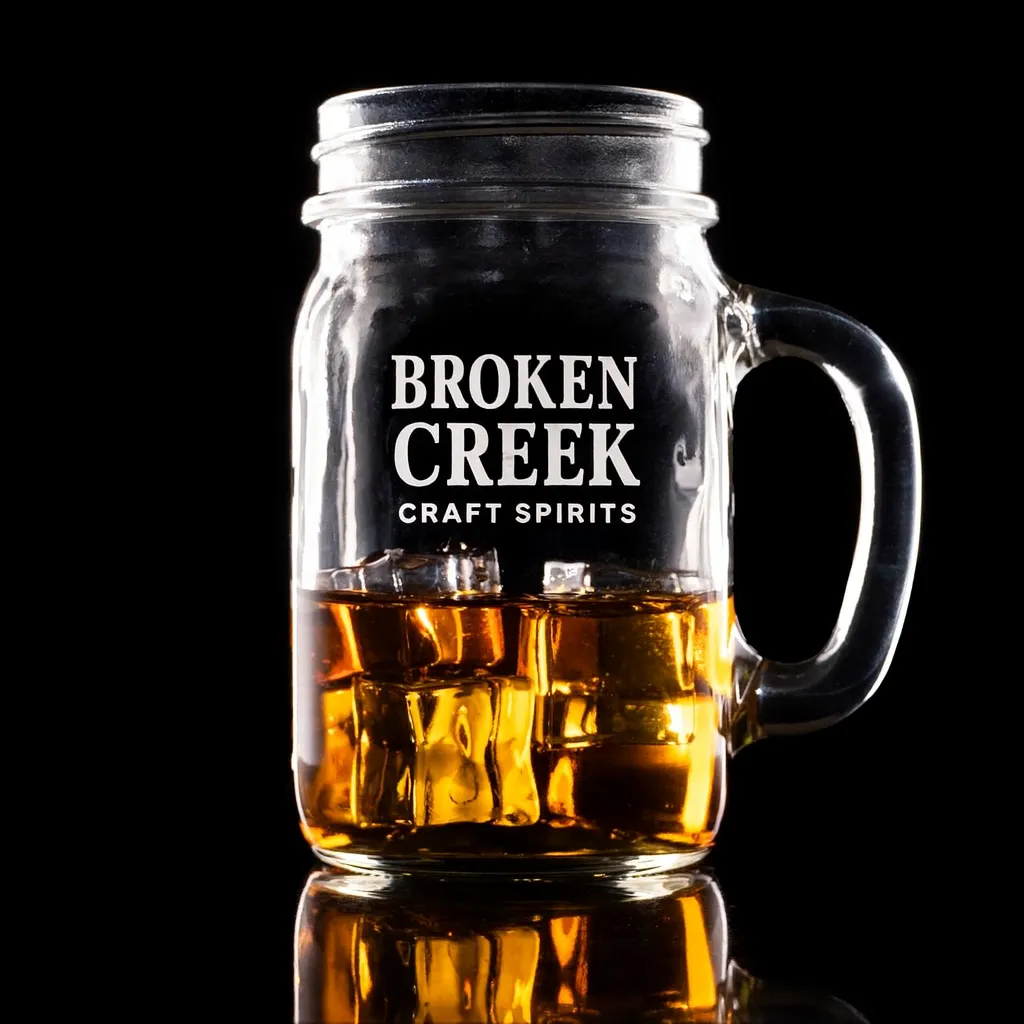 16 oz. Mason Mug — custom engraved with a brand logo