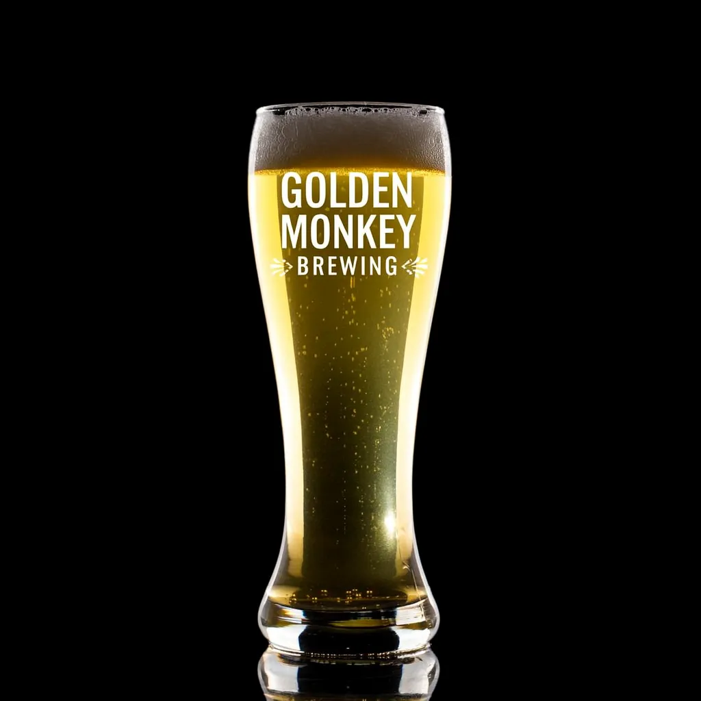 16 oz. Pub Pilsner — custom engraved with a brand logo