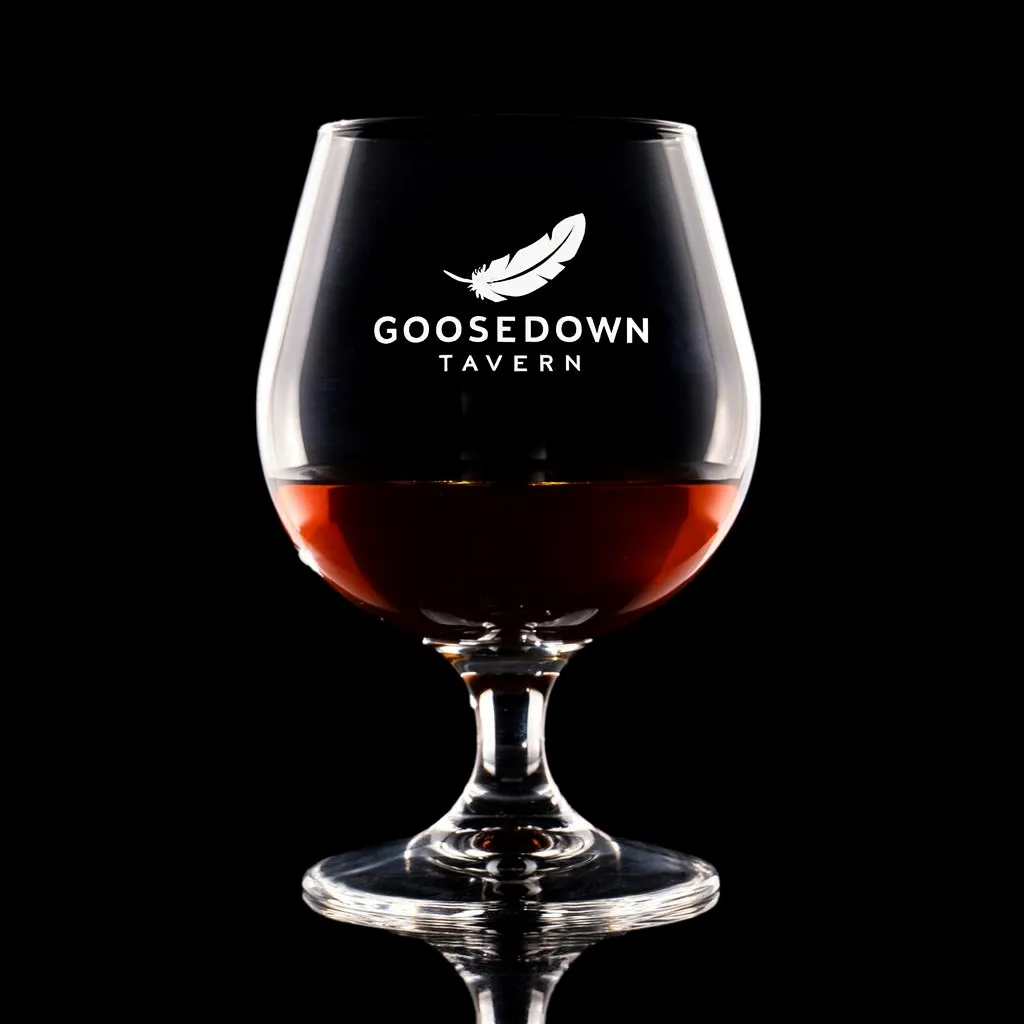 18 oz. Brandy Snifter — custom engraved with a brand logo