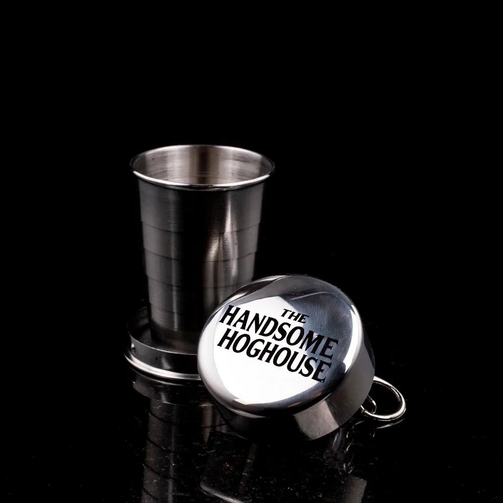 2 oz. Pocket Shot — custom engraved with a brand logo