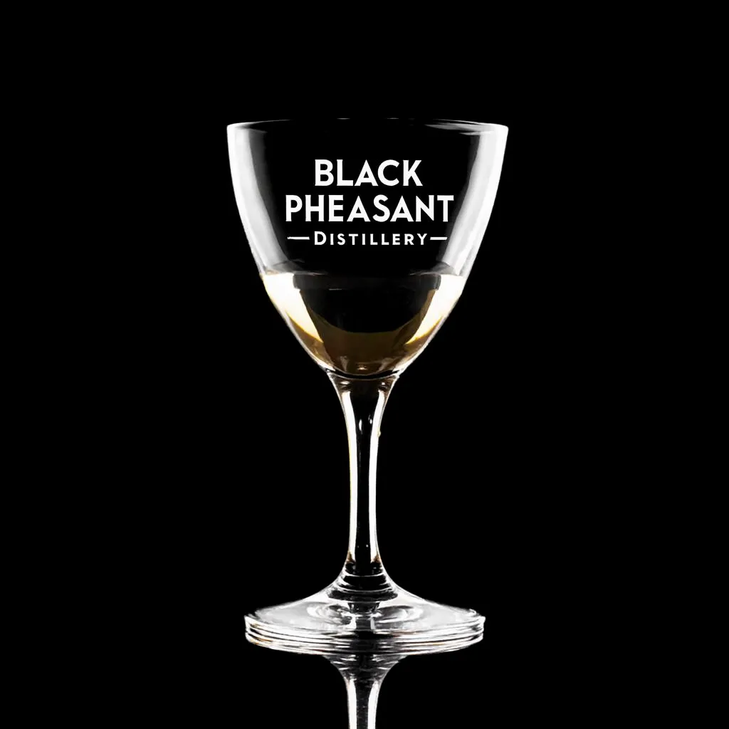 5.75 oz. Stolzle Nick & Nora Glass — custom engraved with a brand logo