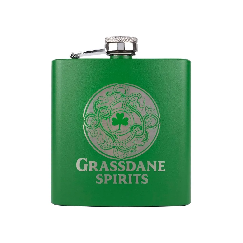 6 oz. Jungle Green Flask — custom engraved with a brand logo