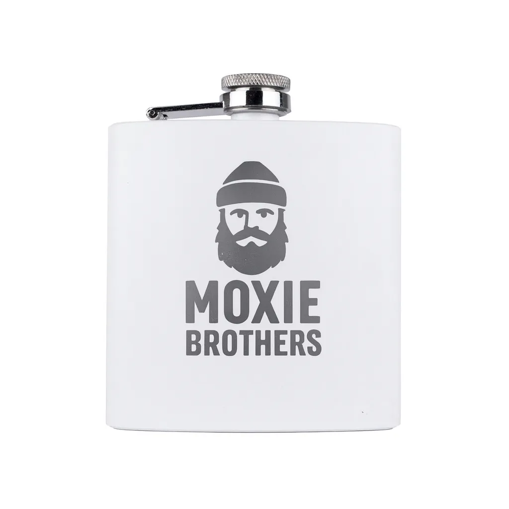 6 oz. Snow White Flask — custom engraved with a brand logo