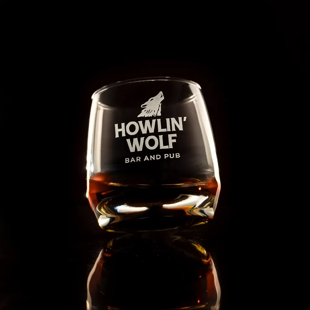 7 oz. Wobble Whisky — custom engraved with a brand logo