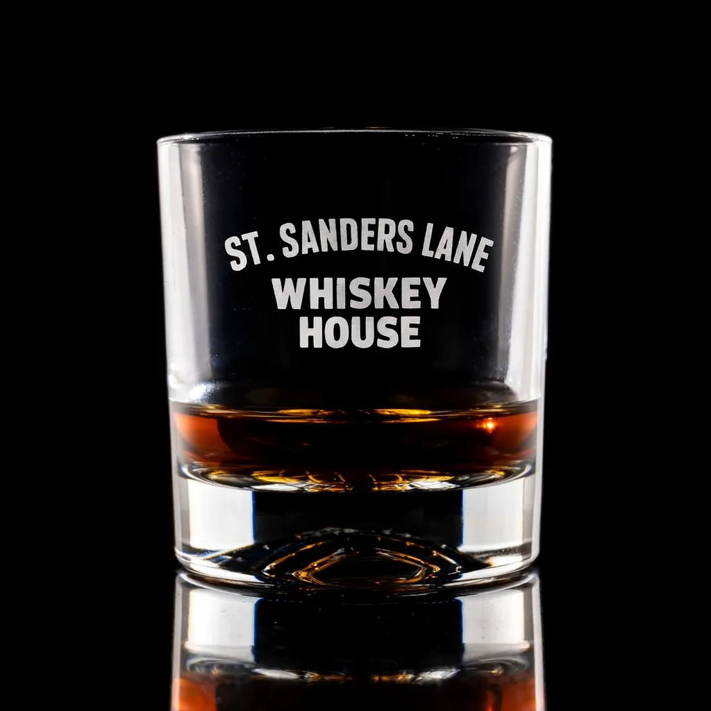 8.5 oz. Whiskey Barrel OTR — custom engraved with a brand logo
