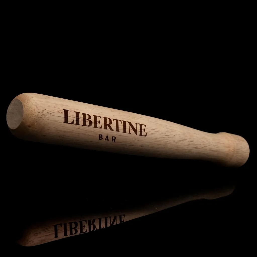 9" Natural Wood Muddler — custom engraved with a brand logo
