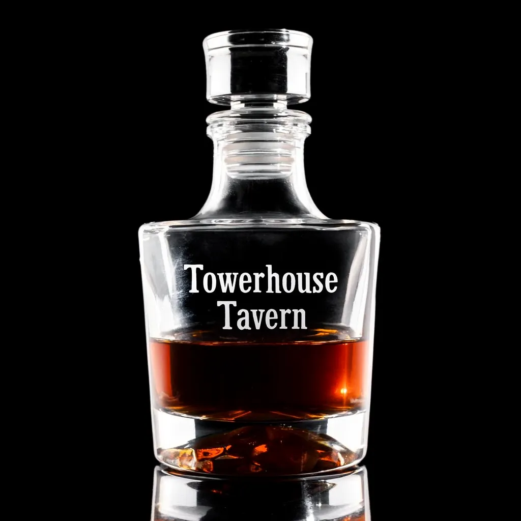 Aeneas Whiskey Decanter — custom engraved with a brand logo
