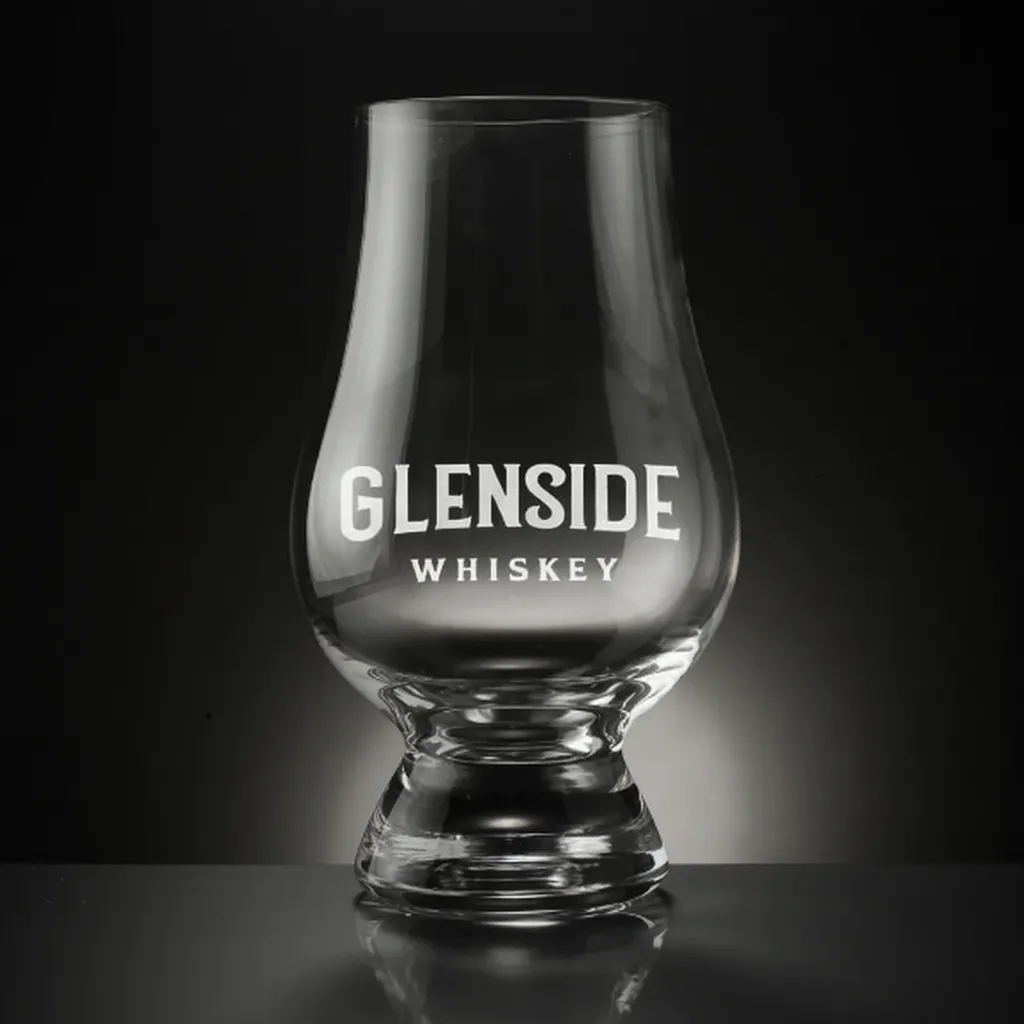 BLANK Glencairn Whiskey Glass — custom engraved with a brand logo