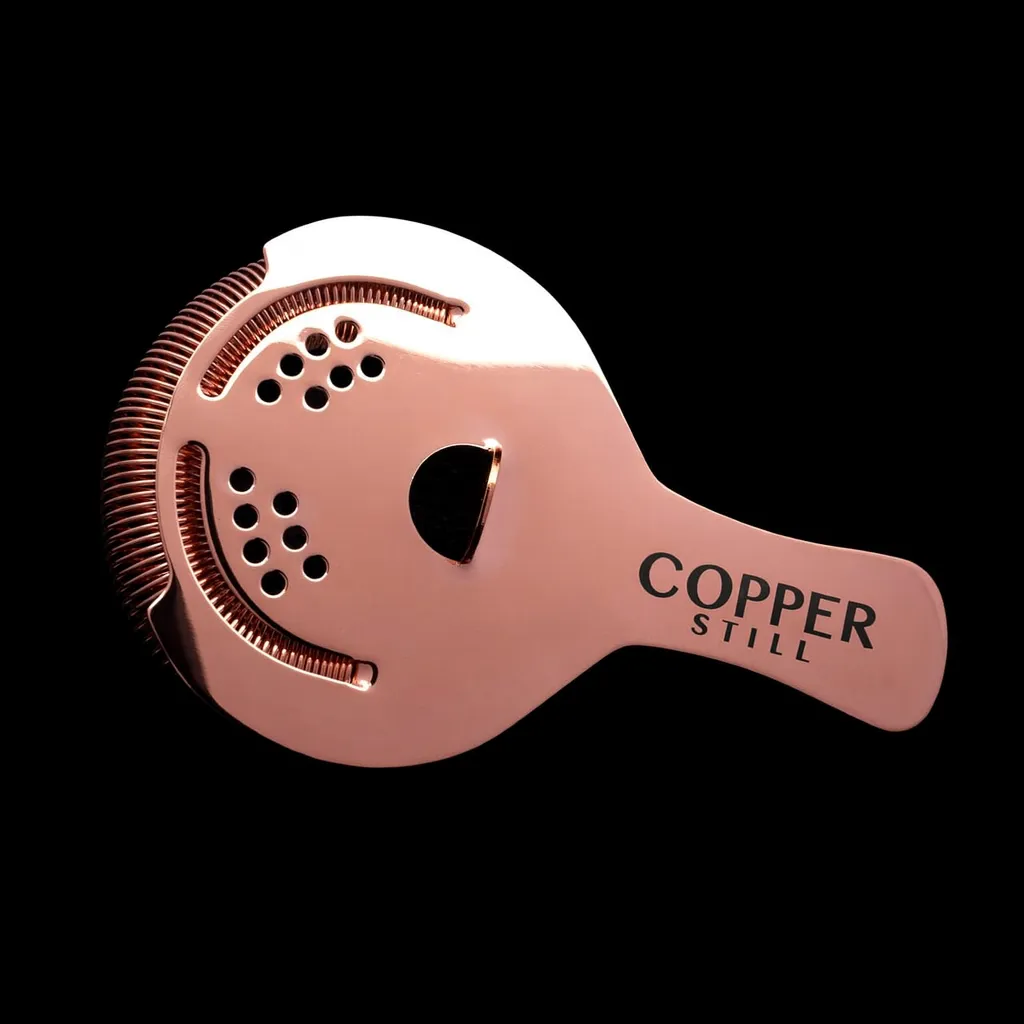 Copper Hawthorne Strainer — custom engraved with a brand logo