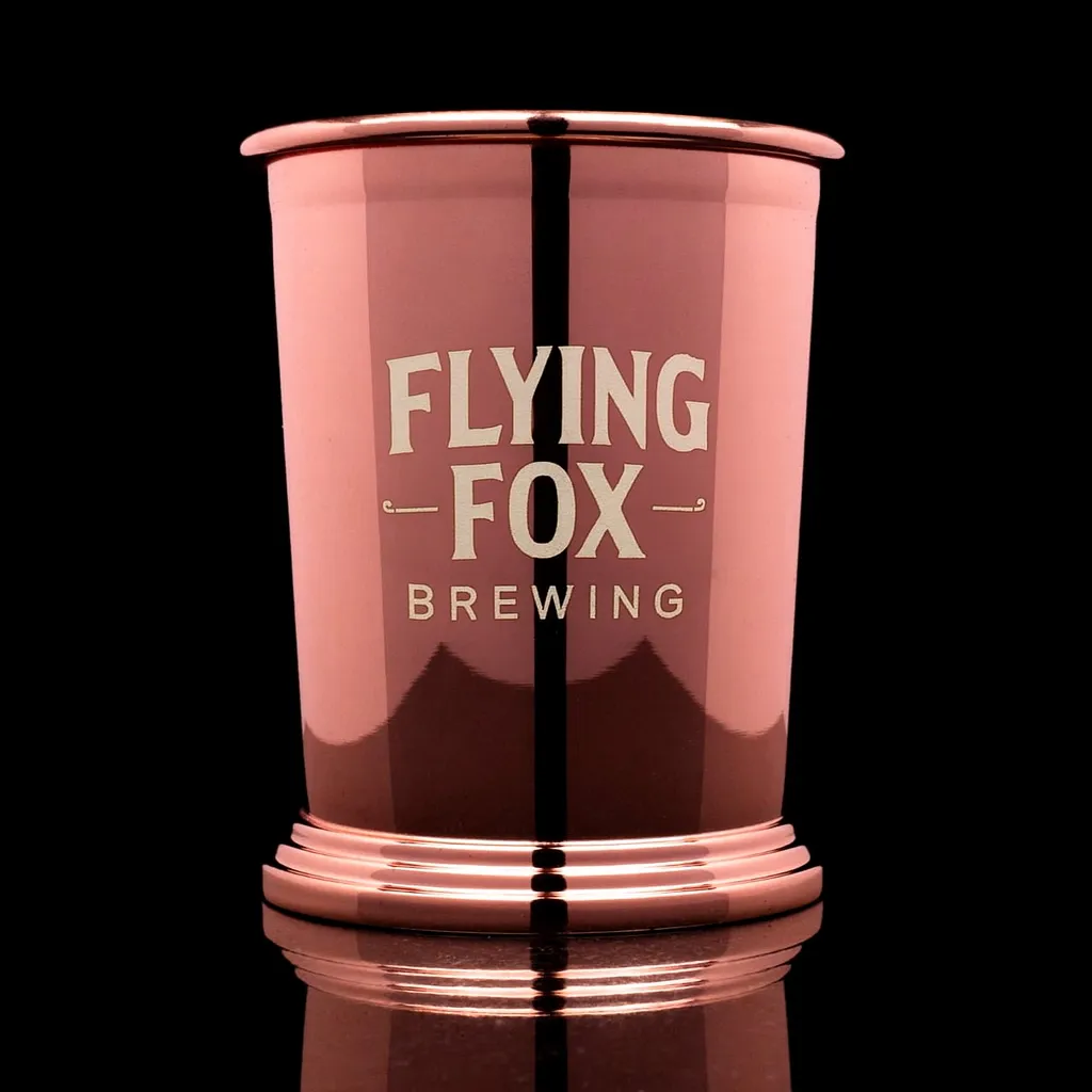 Copper Mint Julep Cup — custom engraved with a brand logo