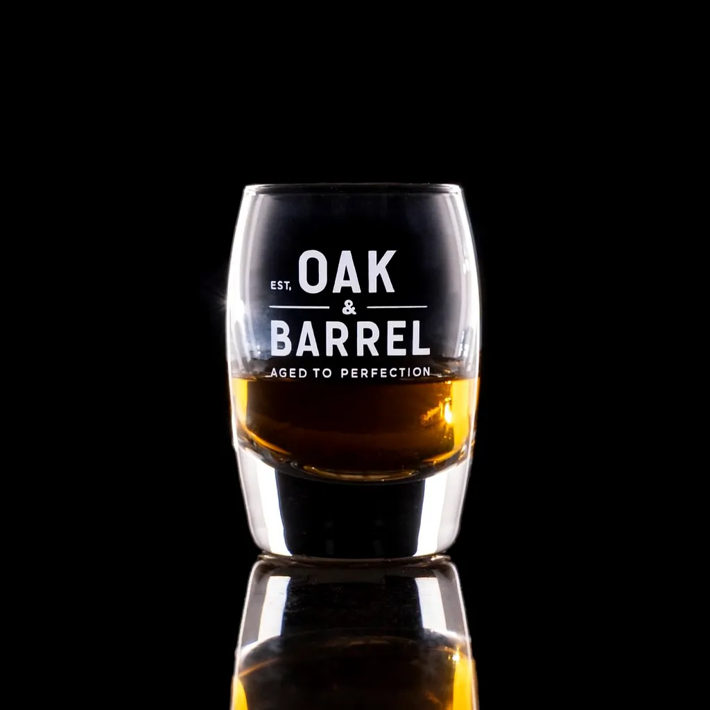 Barrel Dram — custom engraved with a brand logo