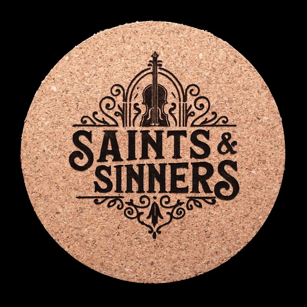 Cork Round Coaster — custom engraved with a brand logo