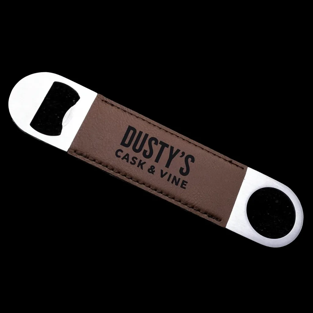 Rum Bottle Opener — custom engraved with a brand logo