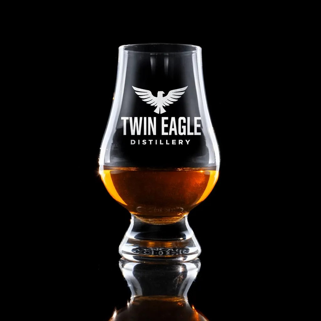 Glencairn Whiskey Glass — custom engraved with a brand logo