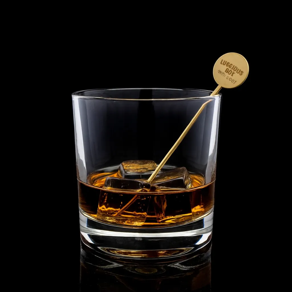 Gold Cocktail Pick — custom engraved with a brand logo