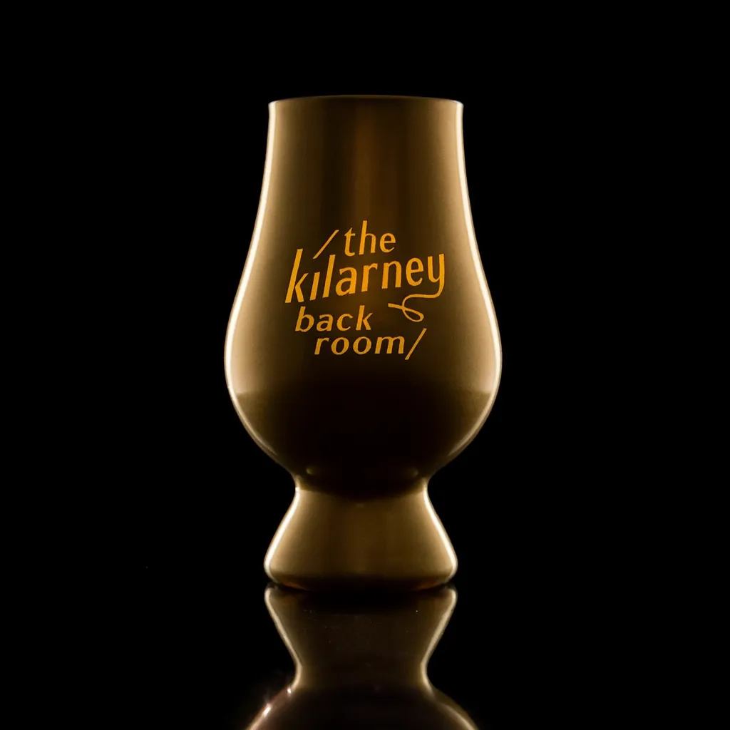 Gold Glencairn Glass — custom engraved with a brand logo