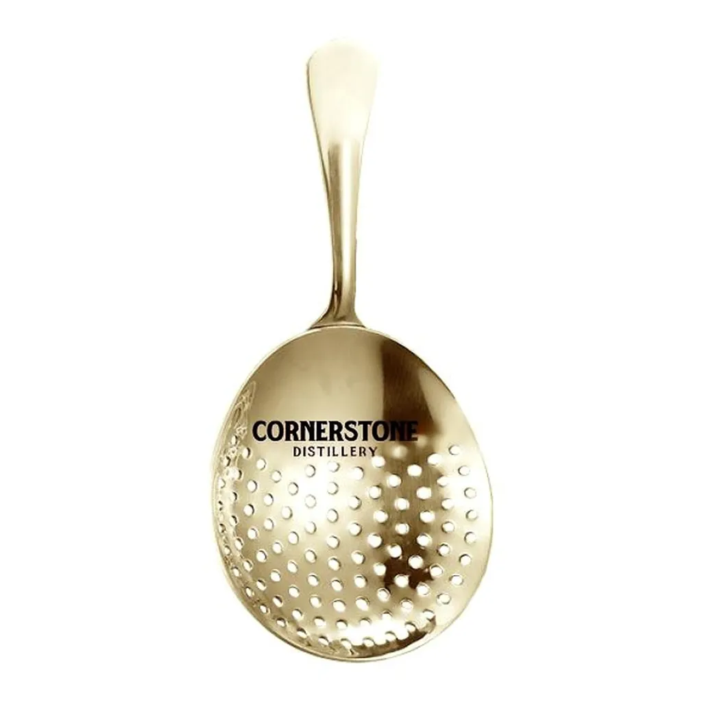 Gold Julep Strainer — custom engraved with a brand logo
