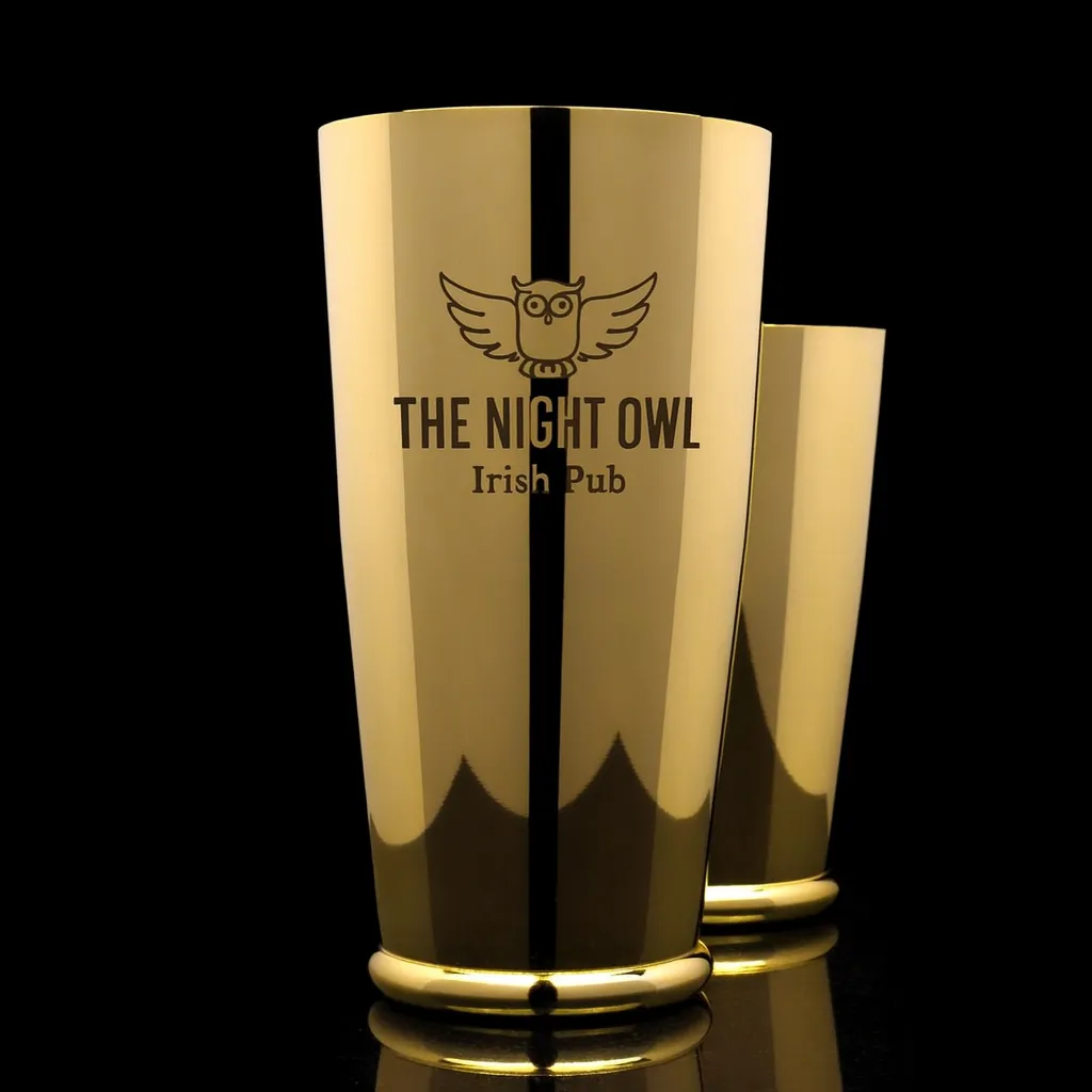 Gold Shaking Tin Set — custom engraved with a brand logo