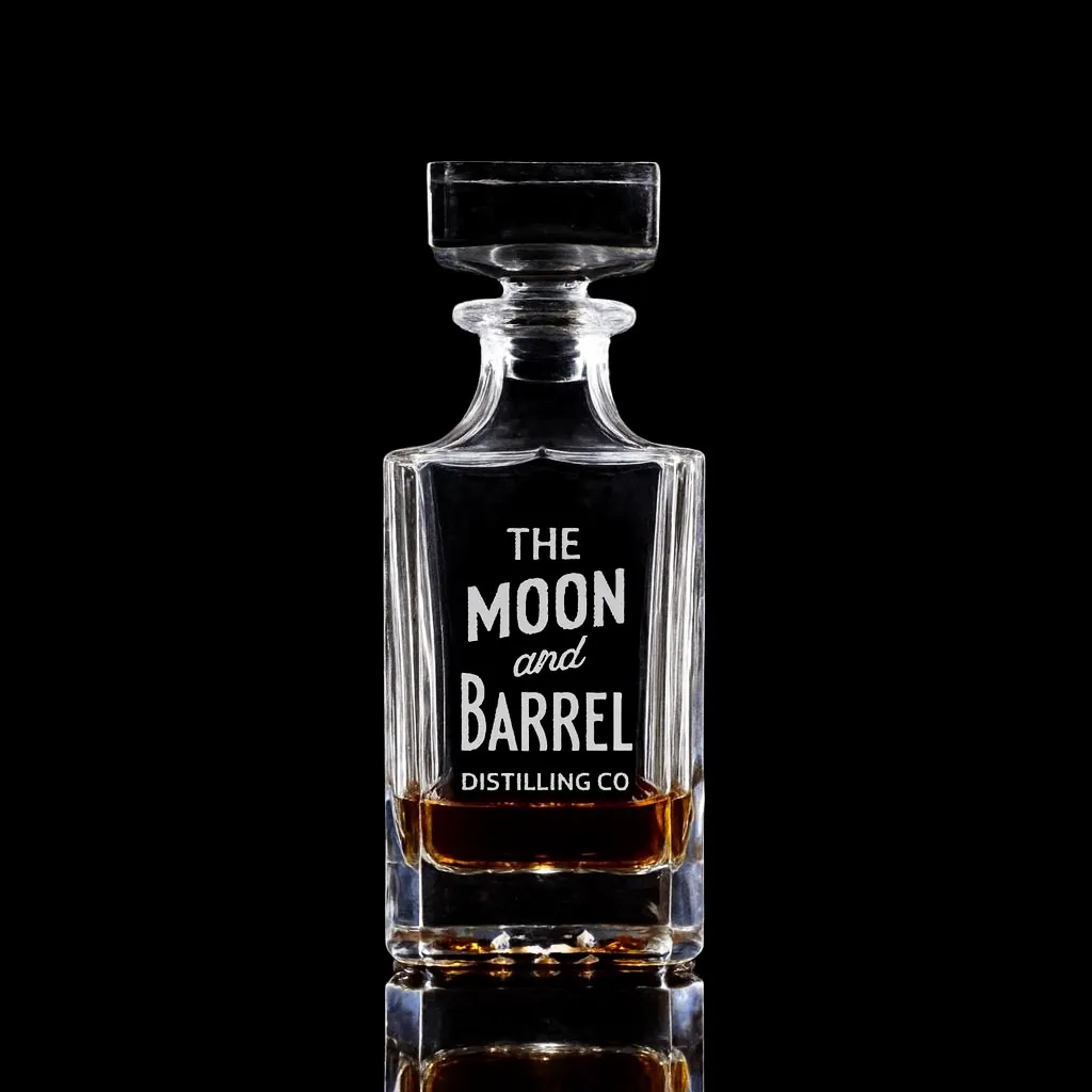 Pint-Size Whiskey Decanter — custom engraved with a brand logo