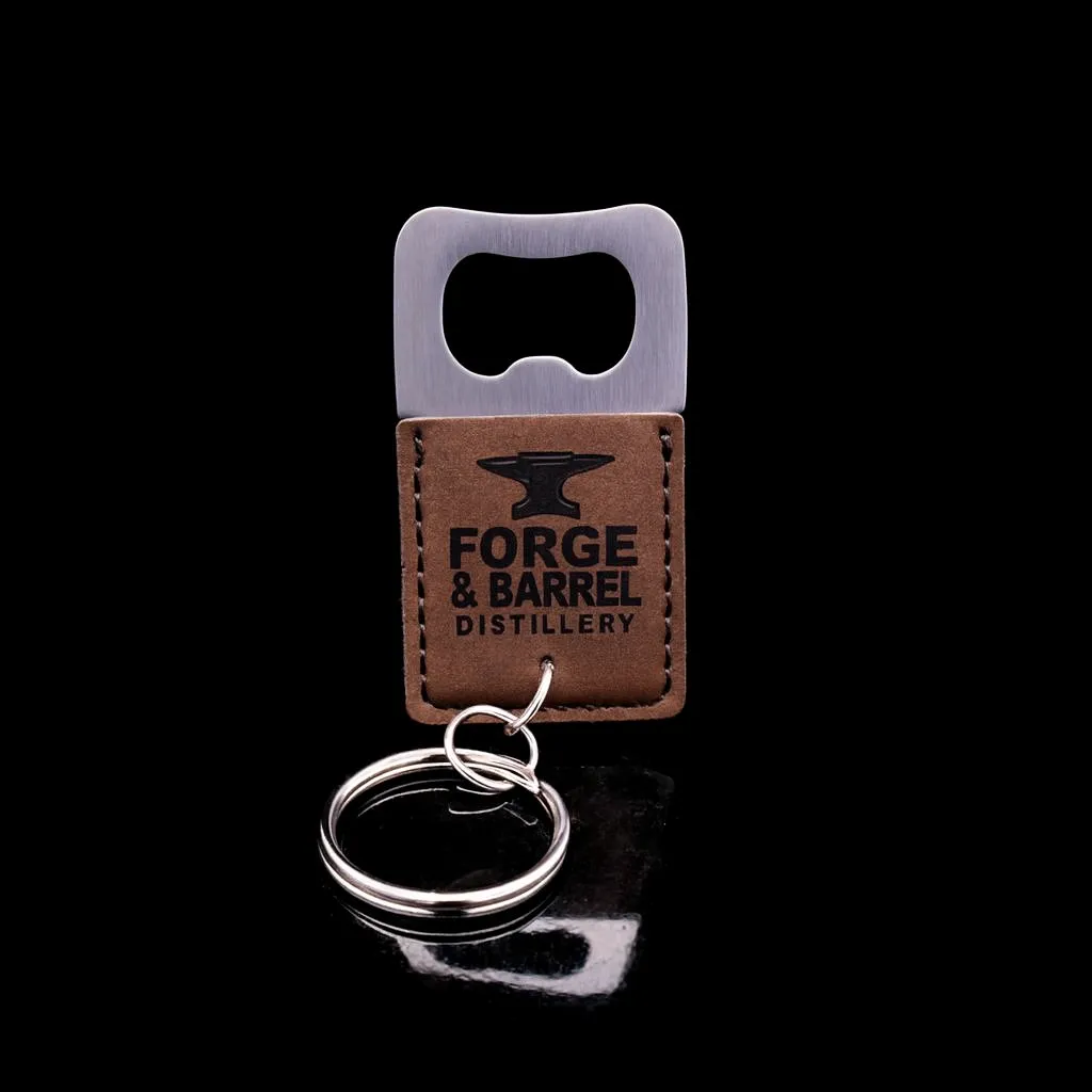 Square Rum Keychain Bottle Opener — custom engraved with a brand logo