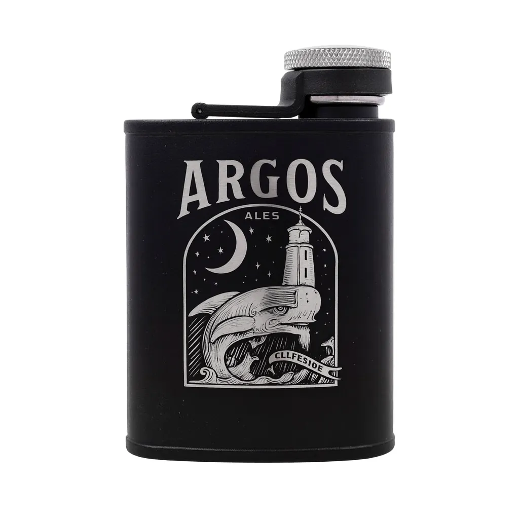 Stratoflask Black — custom engraved with a brand logo