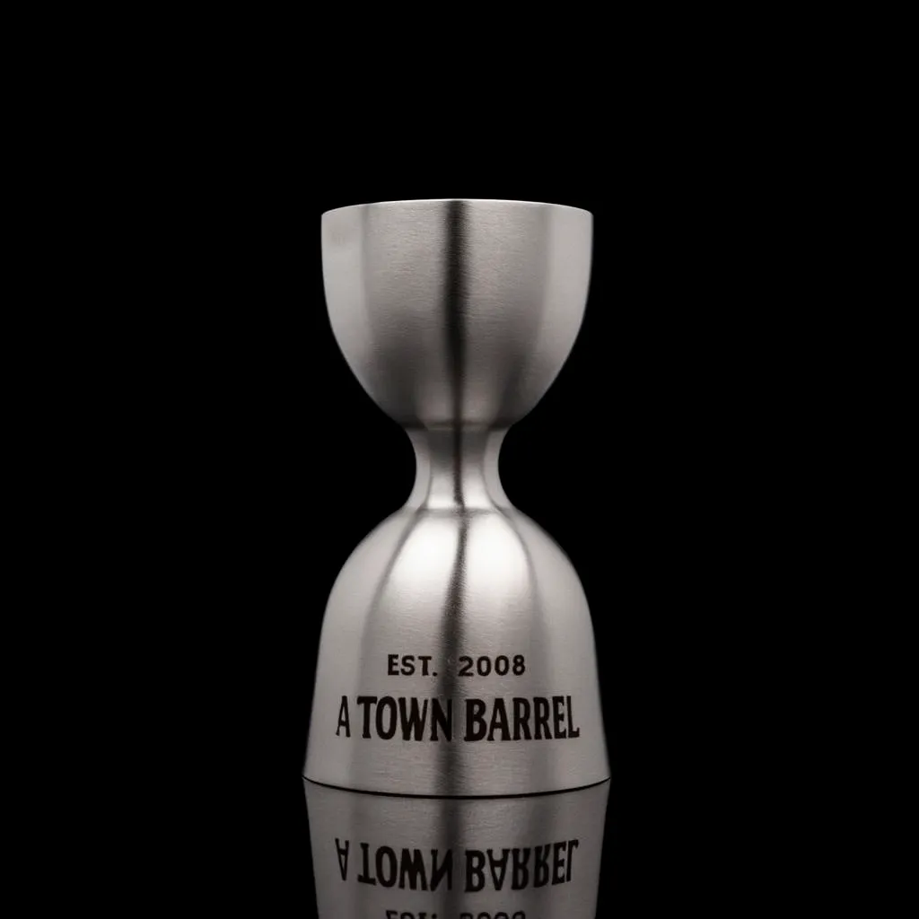 Vintage Jigger — custom engraved with a brand logo