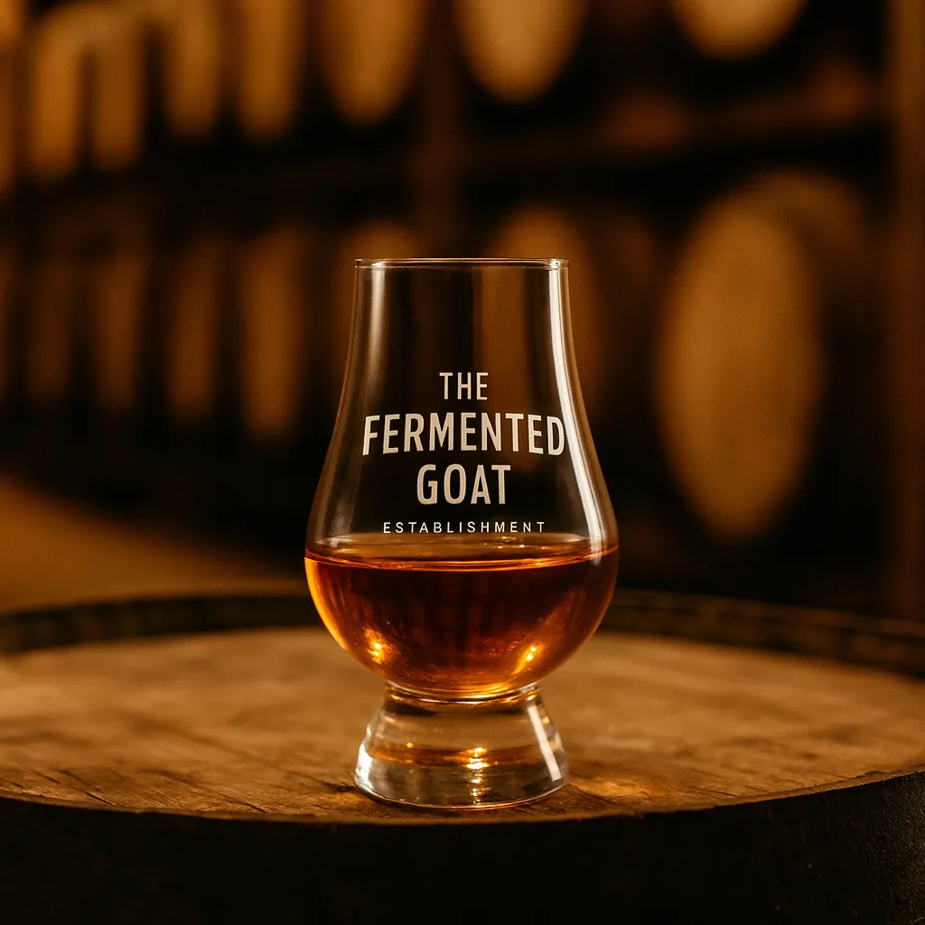 Wee Glencairn Dram engraved with a logo, shown in a bar setting