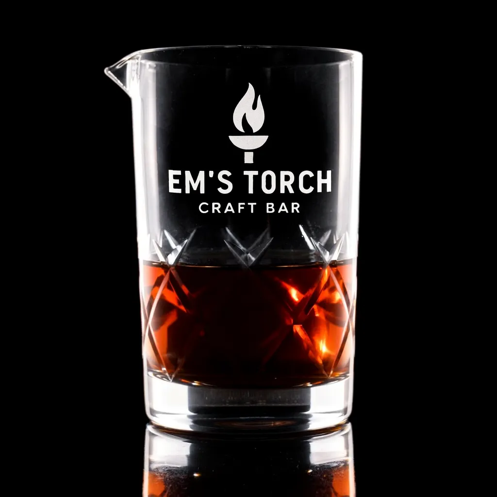 Yarai Mixing Glass — custom engraved with a brand logo